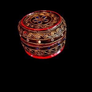 Decorative Red and Gold Trinket Box